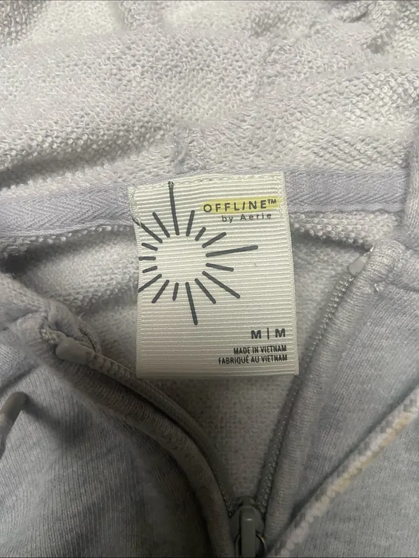 Light Gray Women's Full-Zip Cropped Hoodie Offline by Aerie - Image 2