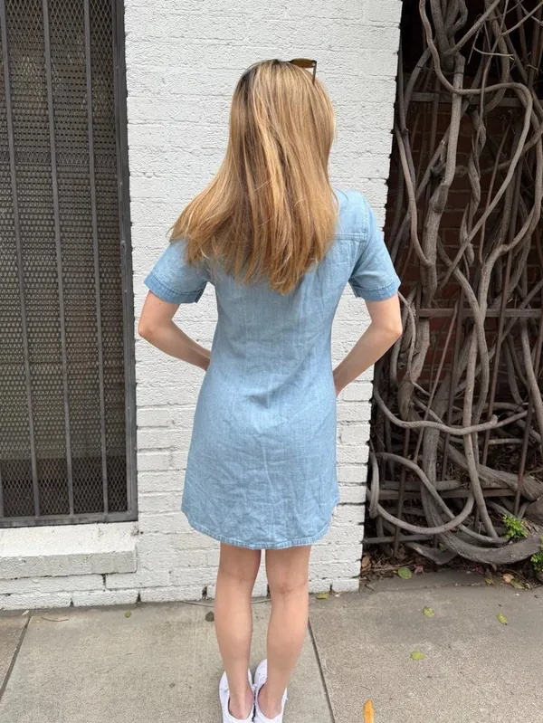 Levi's solid spread collar blue denim dress mini Size S #denim #western - Image 5