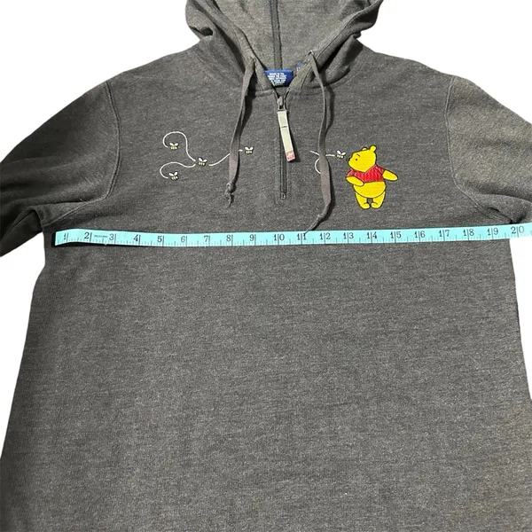 Disney Winnie The Pooh‎ Women's 1/4 Zip Hooded Pullover Size Medium Gray - Image 3