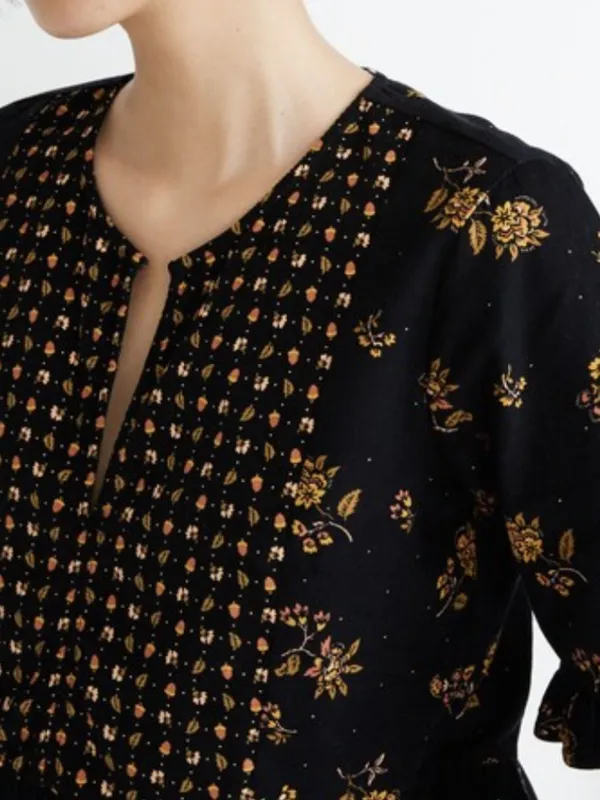 EUC Madewell Acorn Foulard Corduroy Top Black Floral Size Medium - Image 3