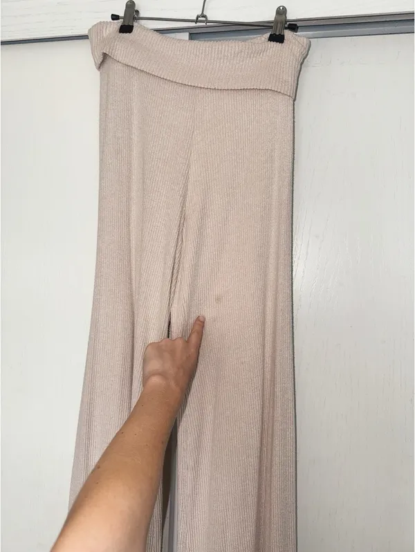 Tan Ribbed Sweater Foldover Pant - Altar’d State - Image 3