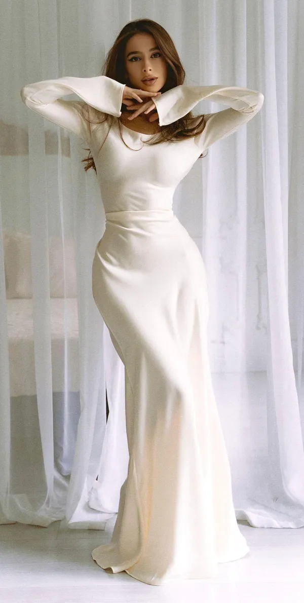 Marbl (Dubai Brand) Gamine Long Sleeve Ivory Dress - Image 3