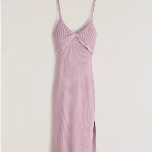 Abercrombie Sleeveless Twist Front Ribbed Midi Dress Size L Tall Pink Romantic - Image 2