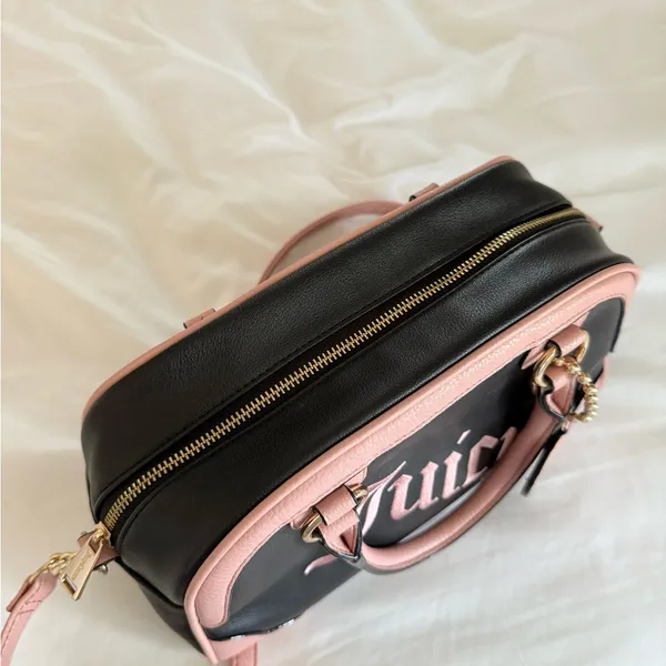 Juicy Couture Embroidered Juicy Black Pink Crossbody Bag - Image 10