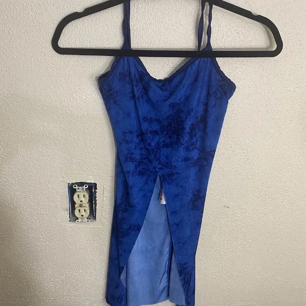 Dansco Blue Tie-Dye Dance Costume Leotard Tank Top Made In USA Adult MA - Image 7