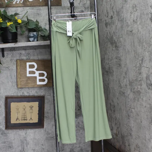 NWT Ny Collection Womens Tie Front Knit Sash Pants PITP0788S Oil Green PL - Image 2