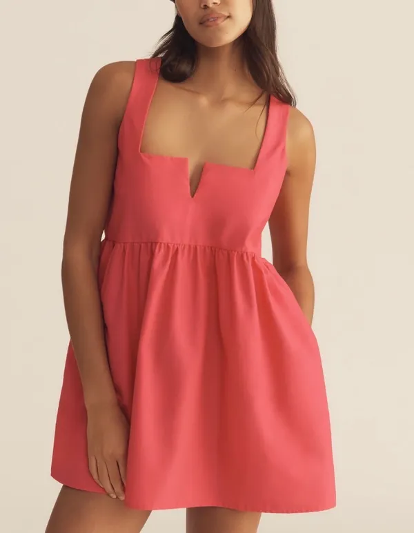 Anthropologie Daily Practice Split-Neck Babydoll Mini Dress, Size XS - Image 3