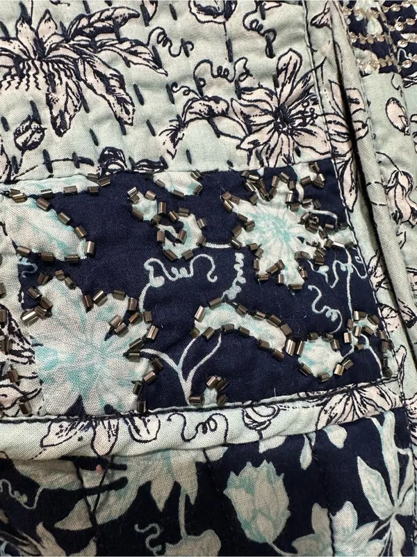 Anthropologie Leifsdottir Blue Floral Quilted Boho Jacket – Size 8 - Image 12