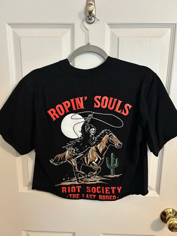 Riot Society Black Tee - Cropped - Image 2