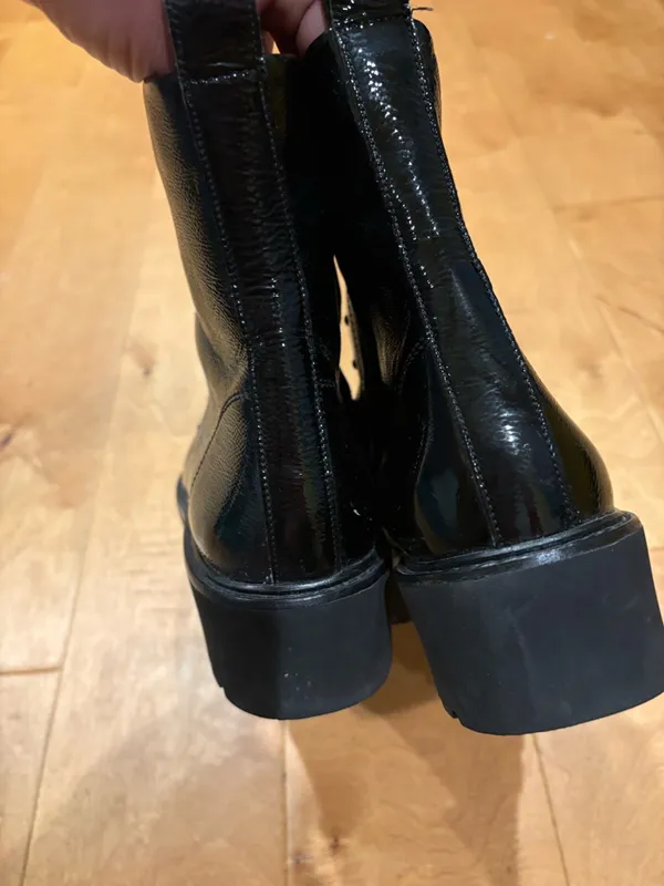Paul Green black crinkled patent leather combat boots sz 7.5 (UK5) - Image 6