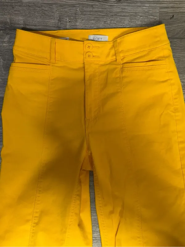 LOFT High Rise Straight Pants Size 2 Golden Yellow Stretch - Image 4