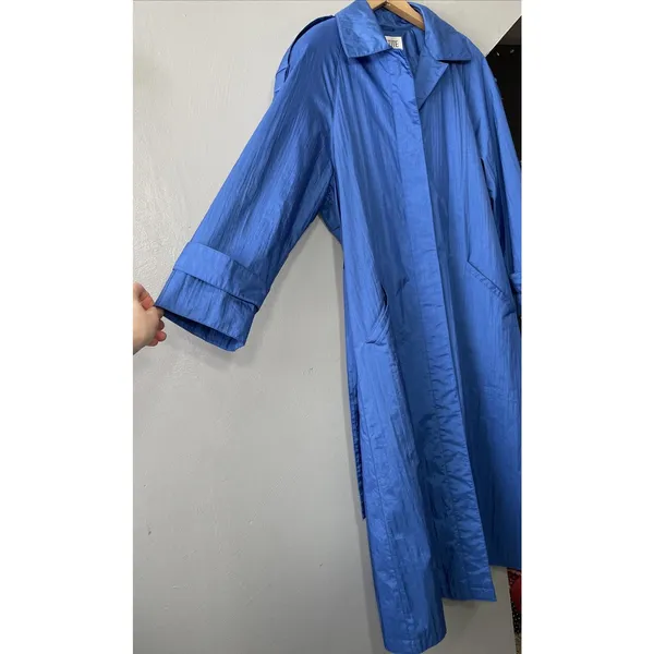 Vintage Weather Master Jacket Petite Size 10 Cobalt Blue Trench Rain Coat Preppy - Image 3