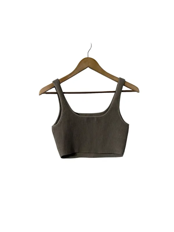 ARITZIA Babaton Taupe Ribbed Contour Square Neck Tank Top - Image 3