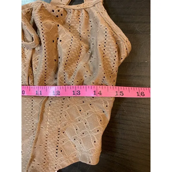 Coquette Babydoll Retro Eyelet‎ Crop Top Large Brown Sexy Keyhole Tie Fun Shein - Image 16