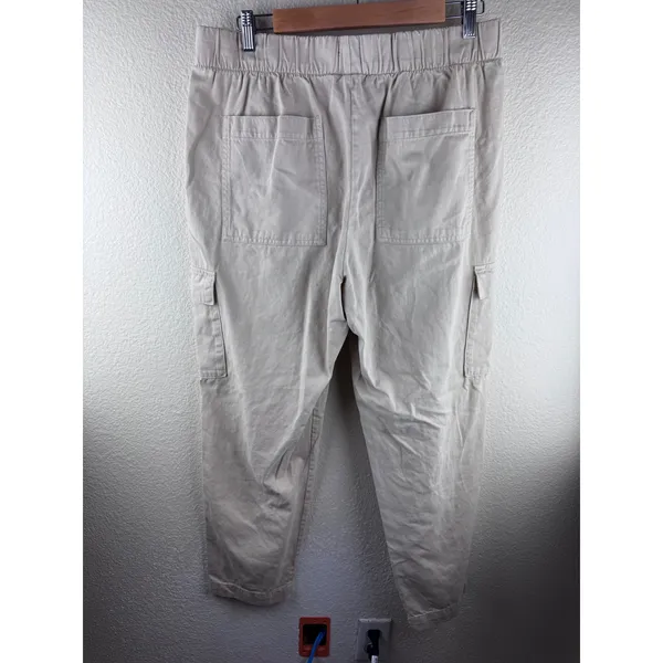 GAP Cargo Pants Womens Large Khaki Tan Elastic Waist Cotton Lyocell‎ Minimalist - Image 3
