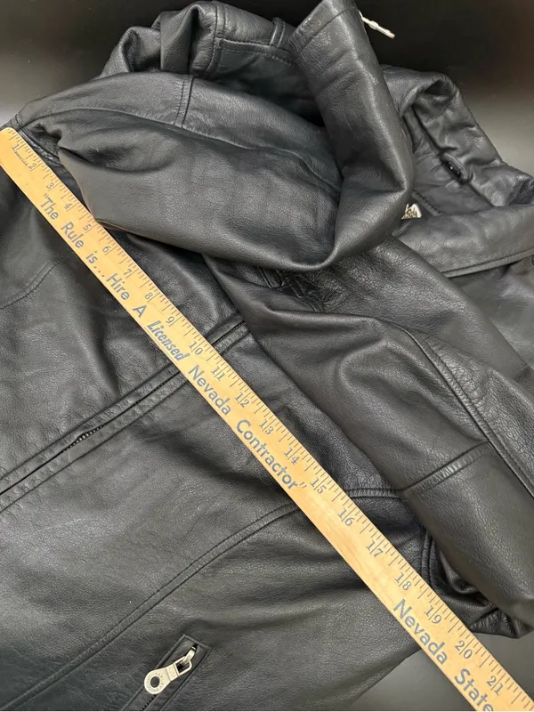 Vintage HARLEY DAVIDSON Black Leather Ruched Motorcycle Jacket Women’s Size L - Image 14