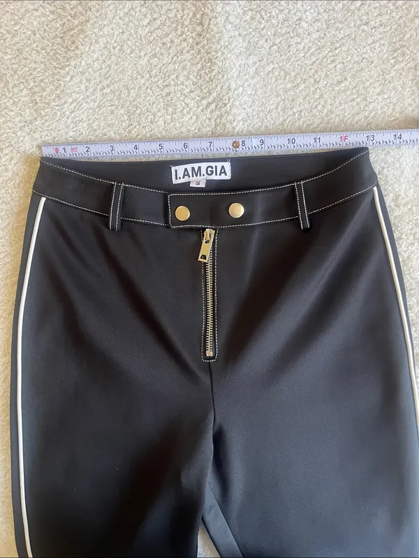 I.AM.GIA‎ Slater High Waist Zip Front Flare Pants Black Size S - Image 4