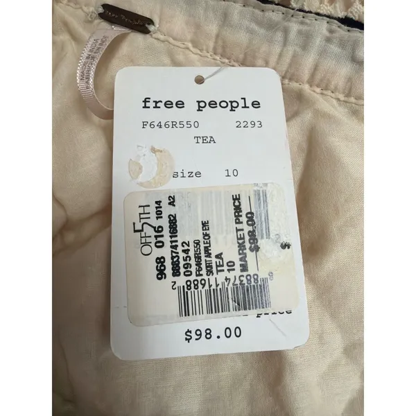 Free People Apple of Eye Lace Mini Skirt Tea Cream Black Trim Size‎ 10 - Image 6