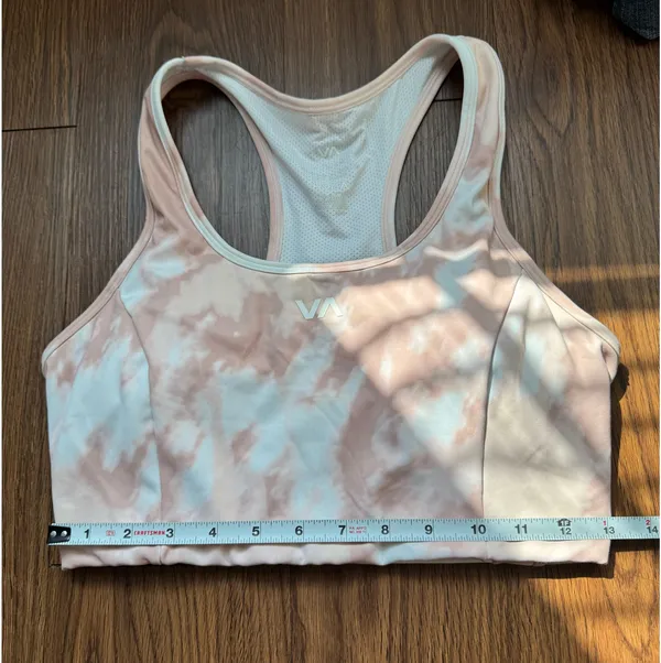 RVCA Sports Bra Womens Medium Pink Tie Dye Racerback Mesh Breathable - Image 4