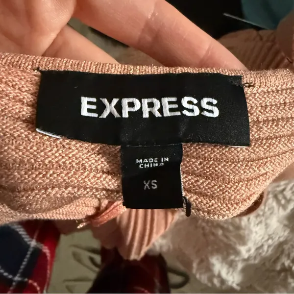 Express women’s Peach Halter Neck Cross Front shimmer Sweater Dress XSmall nwt - Image 6