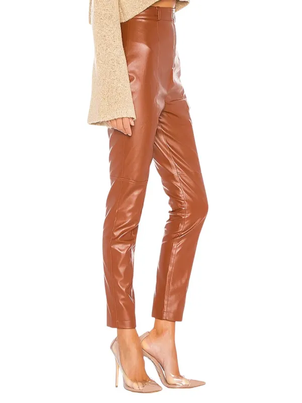 Lovers and Friends Georgie Pant in Chestnut Brown Womens Large Faux Leather - Image 5