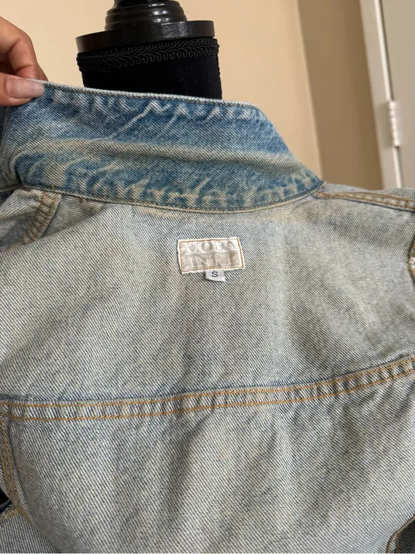 Vintage Kory Intl Blue Denim Vest Small Cropped Zip Front Y2K Grunge Made in USA - Image 9