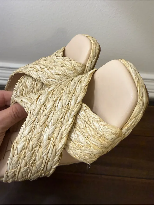 Beach by Matisse Raffia Crisscross Wedge Sandals size 6 - Image 9