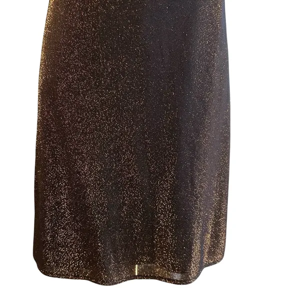 Blondie Nites by Stacy Sklar NWT Mini Halter Dress SZ 11 Black Gold Shimmer - Image 11