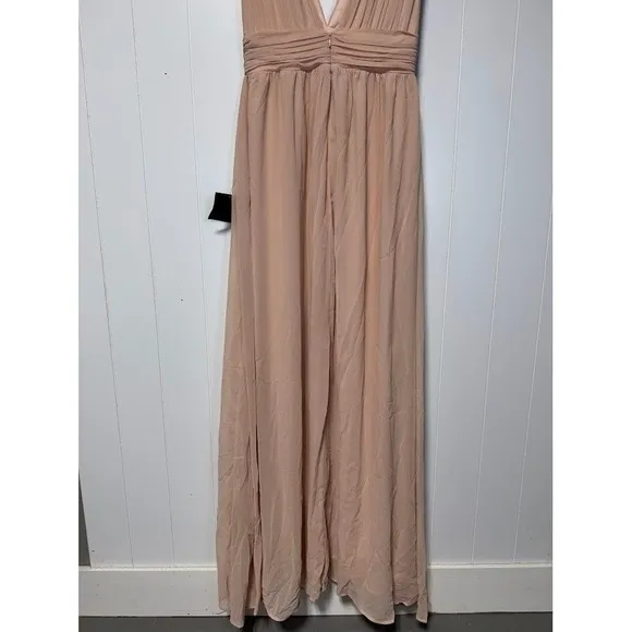 Lulus Heavenly Hues Blush Pink‎ Pleated V Neck Maxi Dress Formal Event Size S - Image 9