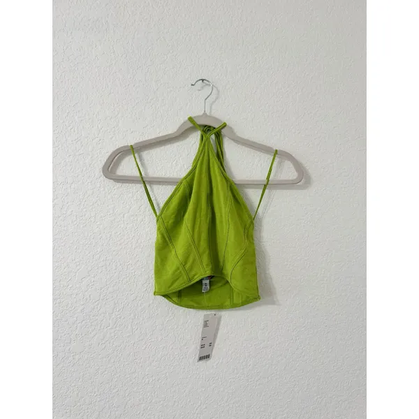 Urban Outfitters UO Lime Green Halter Tie Back Crop Top NWT Size Medium - Image 2