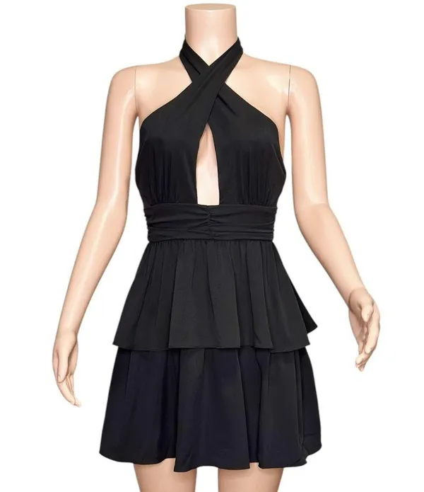 AMANDA UPRICHARD Darby Halter Mini Dress, Black, XS - Image 7
