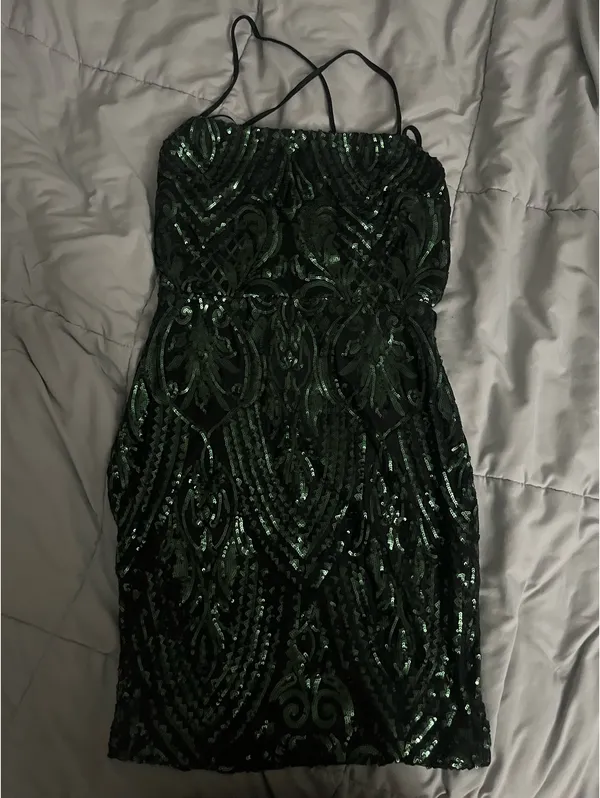 Windsor Mini Dress Black and Green - Image 4