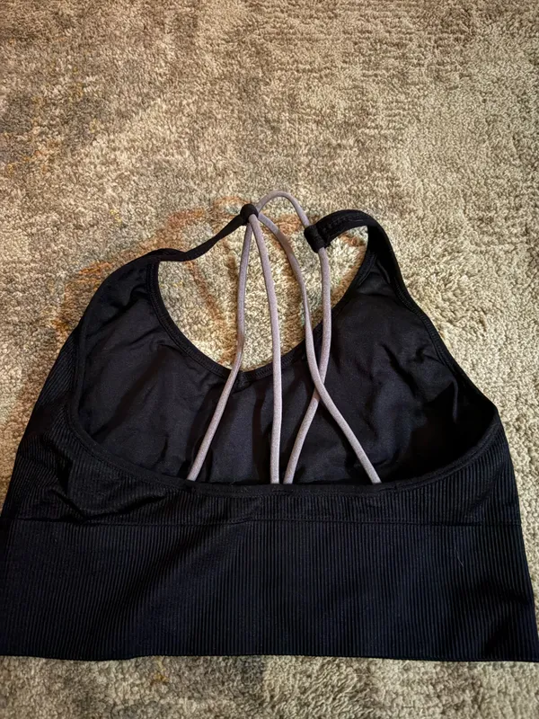 Puma Black and Grey Sports Bra - Image 3