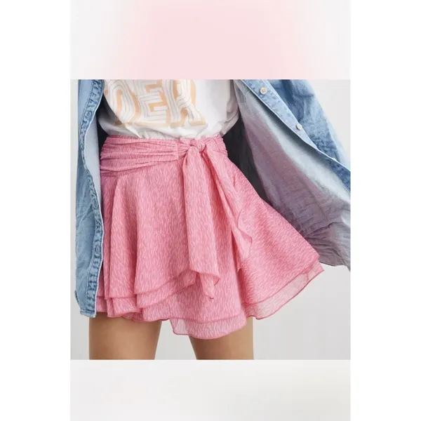 Aerie Womens Chiffon Wrap Mini Skirt Small Preppy Feminine Flowy Ruffles Summer - Image 7