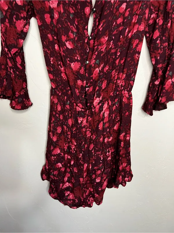 Free People All The Right Ruffles Red‎ Floral Boho Romper - Image 12