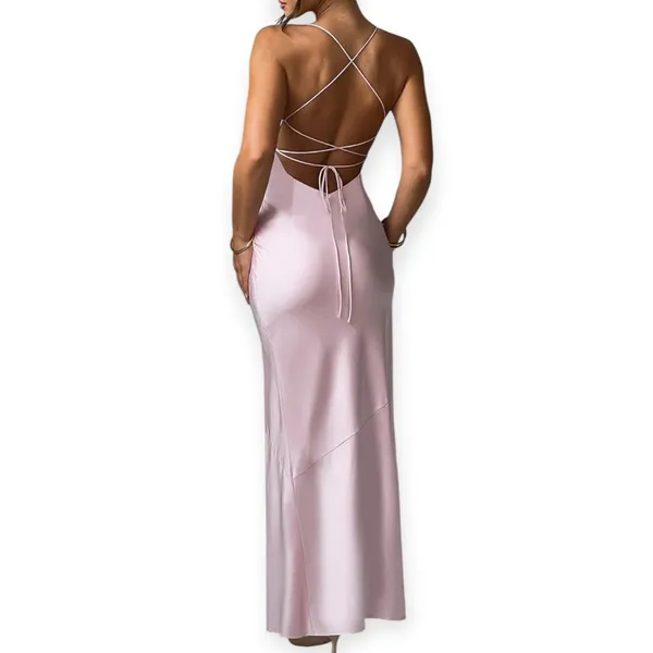 NWD Babyboo Misha Maxi Dress Blush Pink Satin Size Small - Image 2