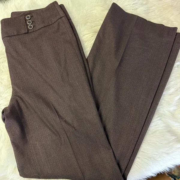 White House Black Market Wide Leg Trousers Burgundy Brown Size 6 Dress Pants - Image 4