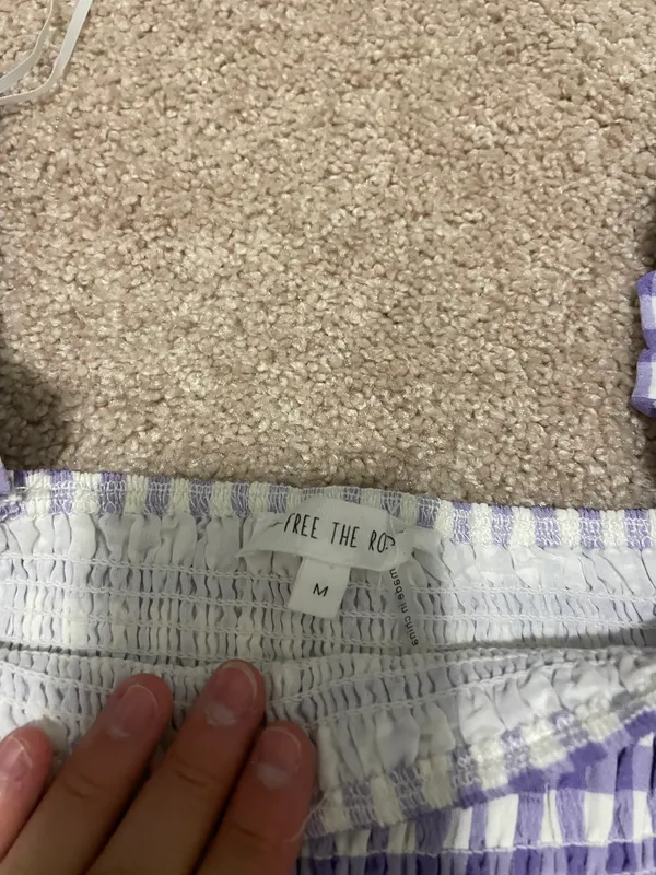 Purple And White Gingham Crop Top - Image 6