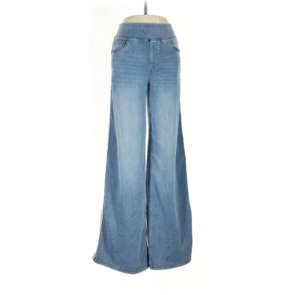 Halara Flex High Waisted Stripe Wide Leg Jeans Light Blue Wash L Regular - Image 5