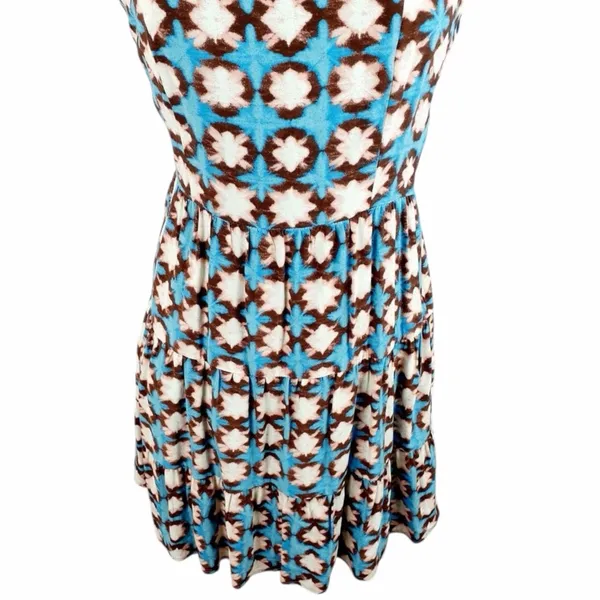 LOFT Geo Print Mini Dress Boho Indie Coastal Summer Size 6 Blue Spaghetti Strap - Image 8