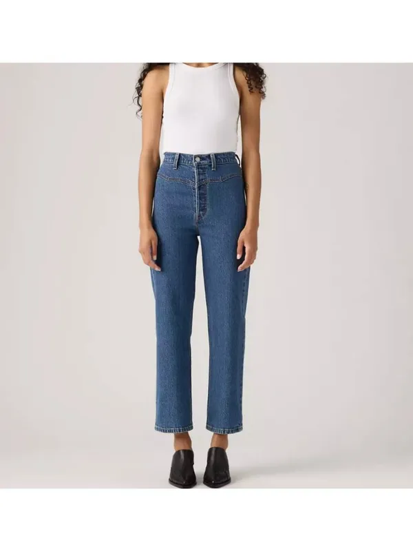 New Levi's Premium 28x27 Ribcage Western Yoke Women's Jeans Valley View Stone - Image 5