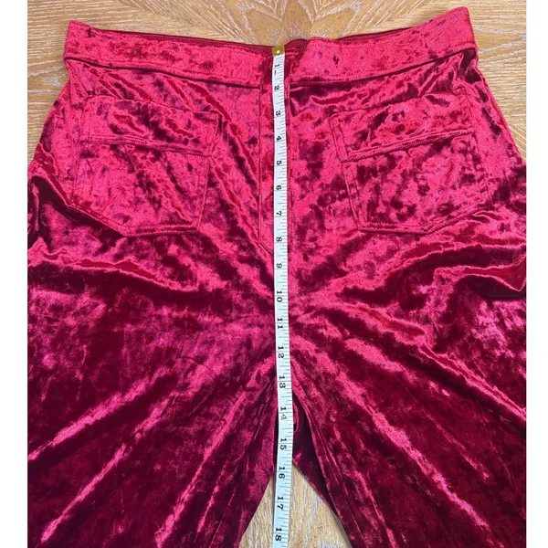 Halara NWT High Waisted Button Straight Leg Casual Pants Velvet Burgundy Size XL - Image 8