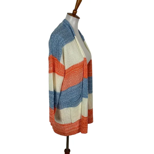 Entro Womens Knit Cardigan Sweater Small Open Front Striped Boho Cozy - Image 2