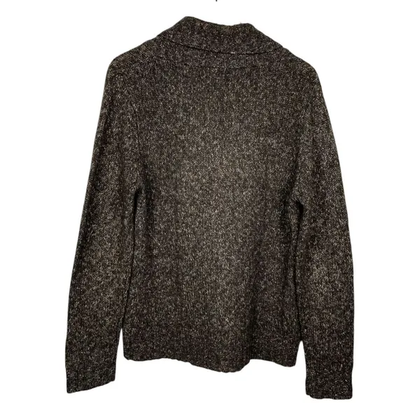 Vtg LL Bean Womens Sz M Wool Blend Shawl Collar‎ Pullover Sweater Brown Speckled - Image 2