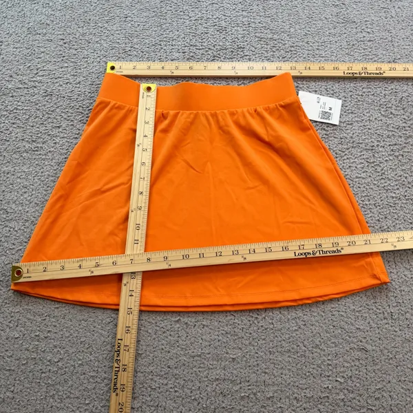 Forever 21 Womens Neon Orange Mini Skirt Size M NWT Elastic Waist Stretch Short - Image 8