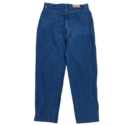 Lee Vintage 90s Tapered Ankle Mom‎ Jeans Striped Denim Union Made Modern Size 10 - Image 4