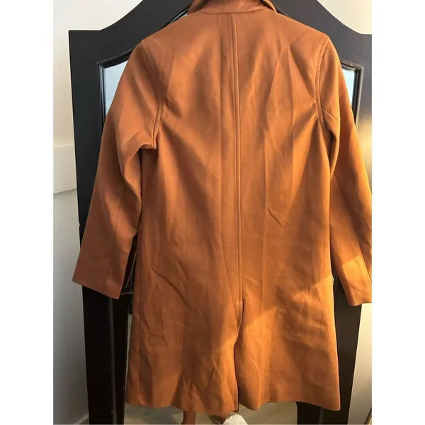 NEW Wool Look Caramel Double Breasted Coat S Brown - Image 2