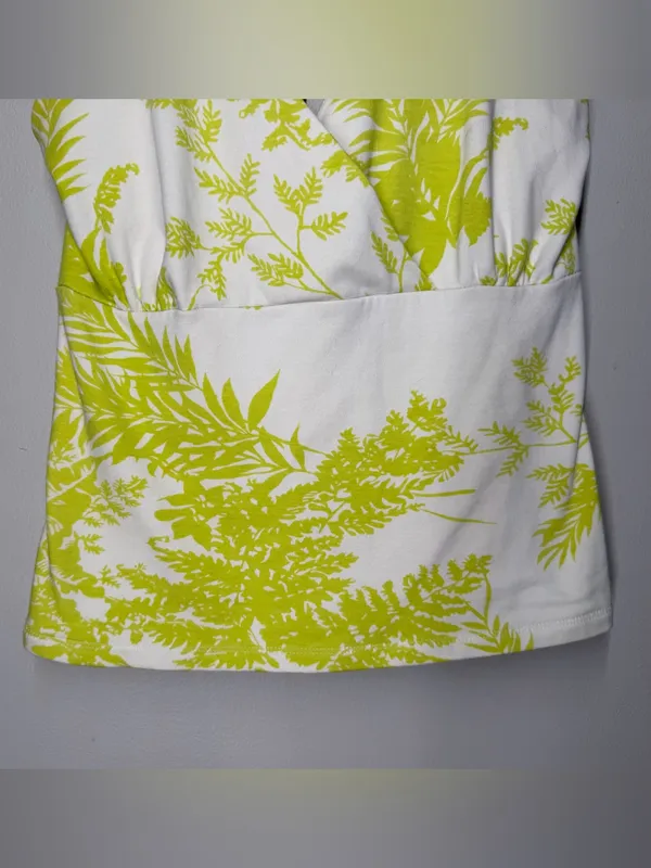 Liz Claiborne Y2K Tropical Halter Top Lime Green White Resort Coquette Vacation‎ - Image 4