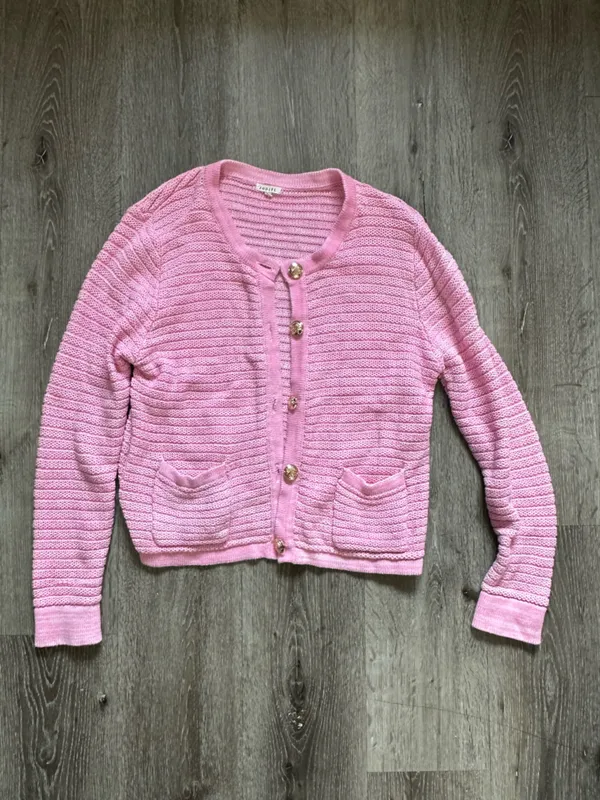 JODIFL Pink Ribbed Knit Button-Front Cardigan - Image 3
