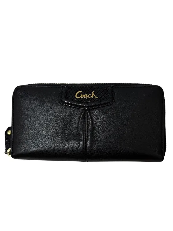 Coach Ashley Zip Around Accordion Leather Wallet Black - Image 12